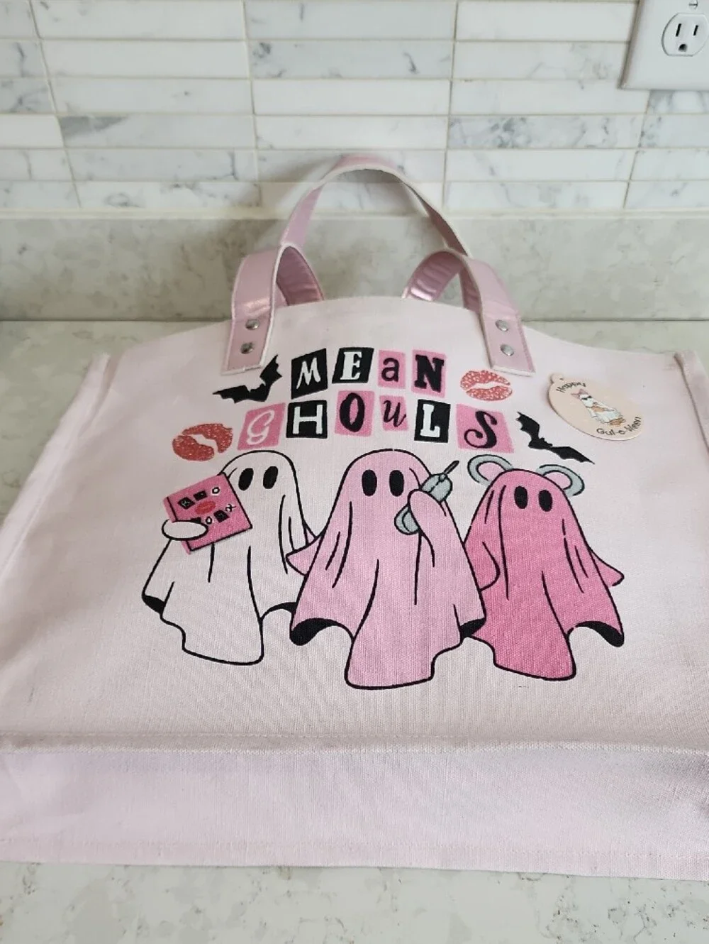 Pink Mean Ghouls Canvas Tote Bag